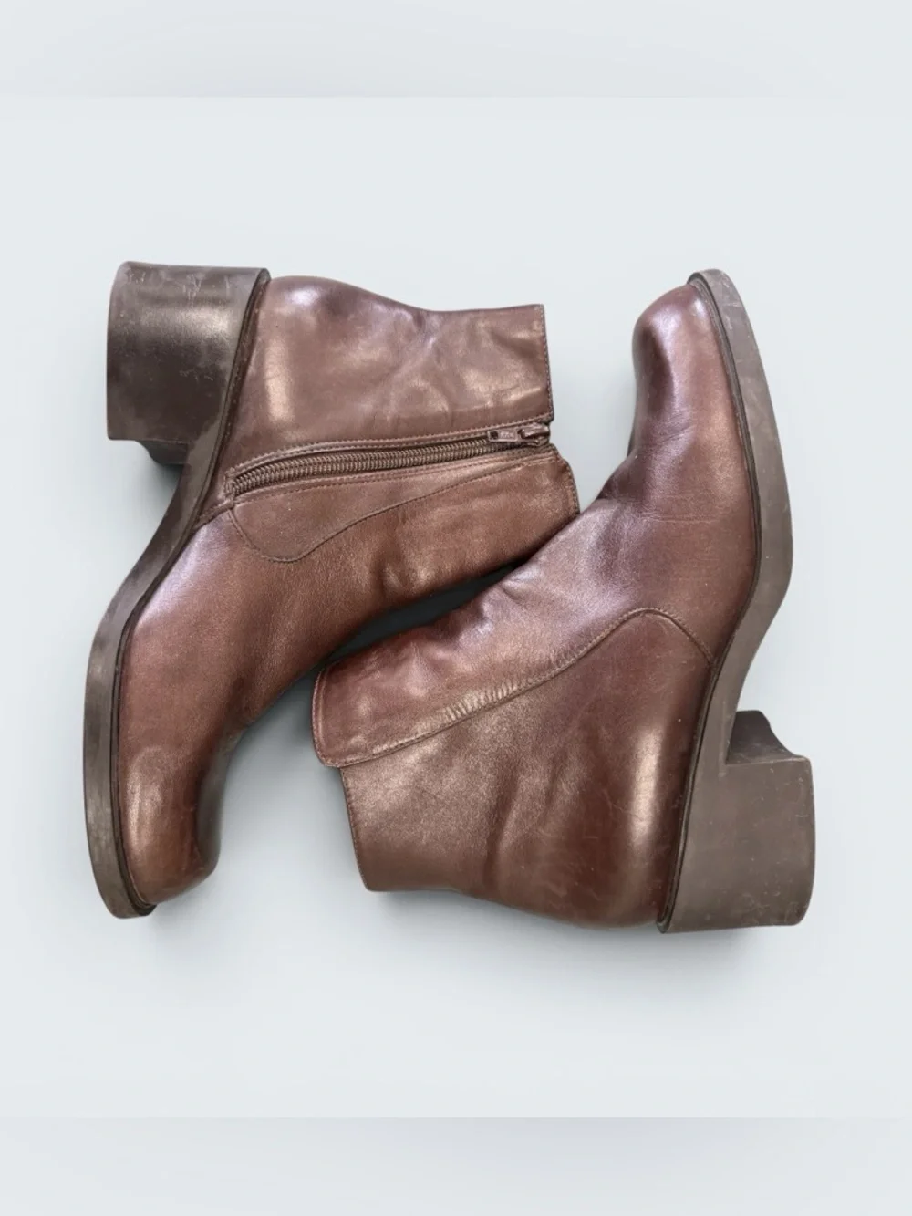 Bandolino Dark Brown Zip Up Leather Ankle Booties Size 8.5